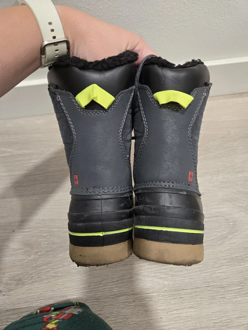Kids Black Winter Boots with Faux Fur Lining